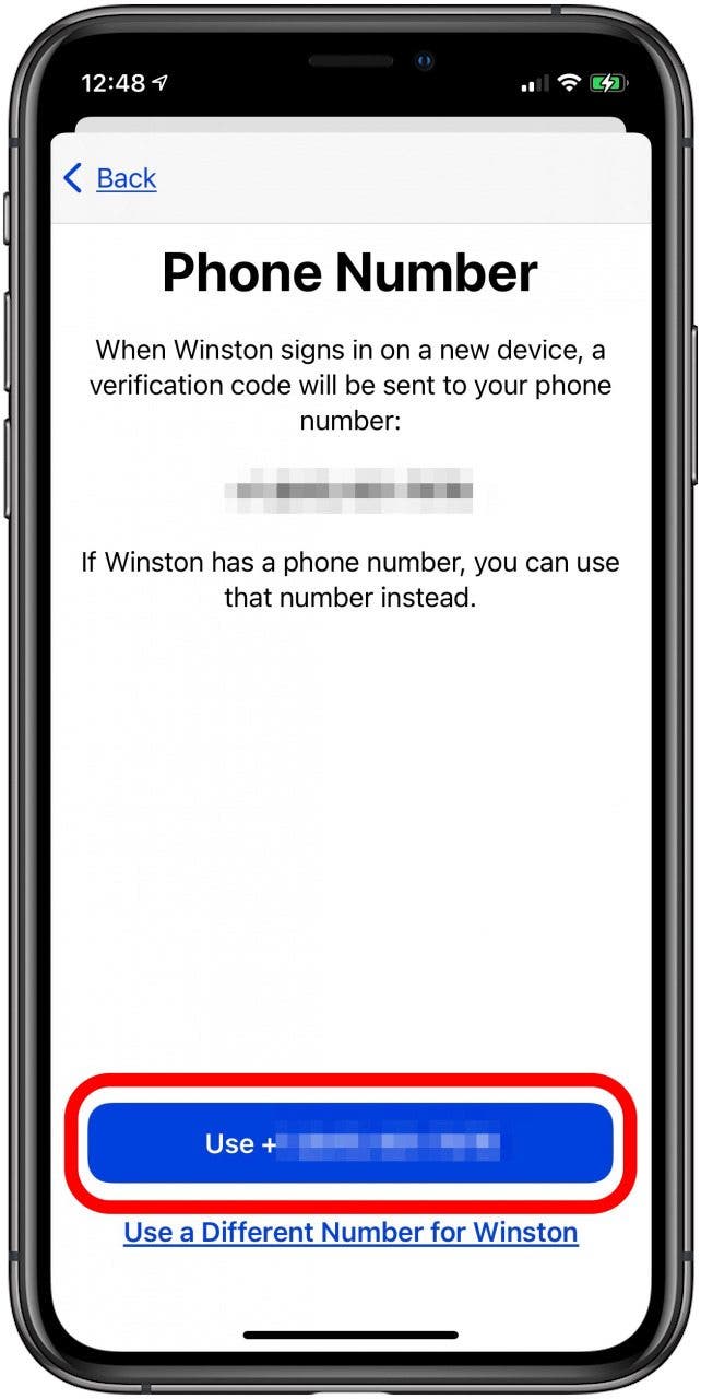 elija el número de teléfono para asociarlo con la identificación de Apple