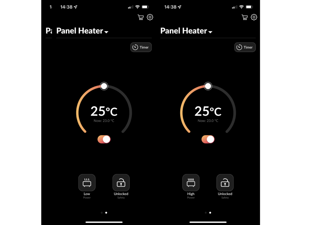 Aplicación Princess Glass Smart Panel Heater