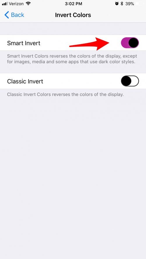 como invertir colores en iphone
