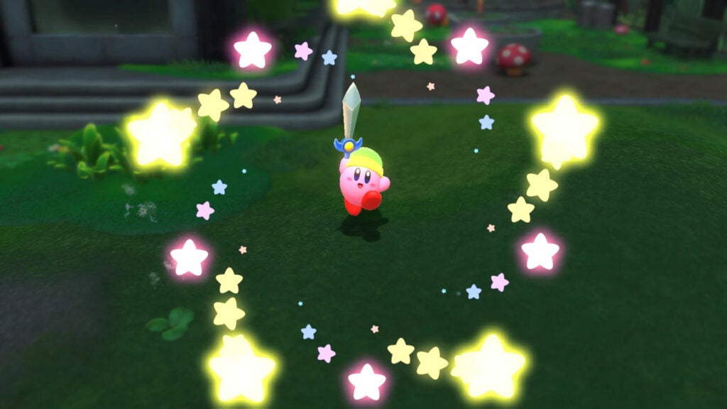 Kirby se convierte en espadachín en Kirby and the Forgotten Land