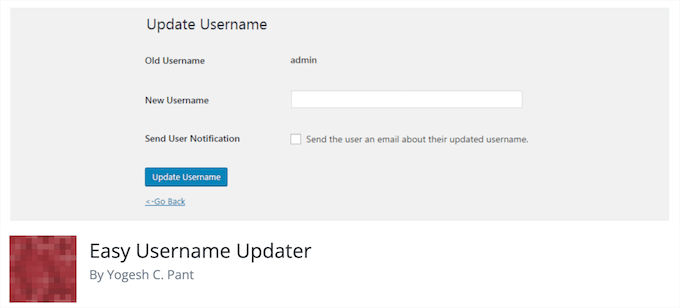 Fácil actualización de nombre de usuario