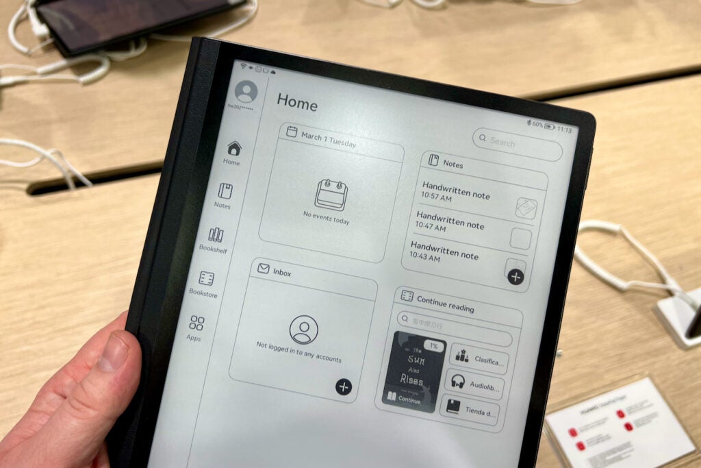 La pantalla de inicio del Huawei MatePad Paper