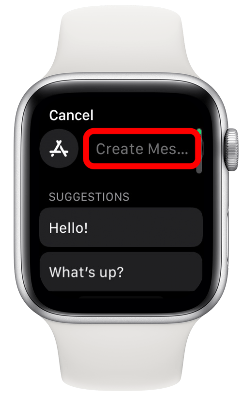 Toque Crear mensaje - teclado Apple Watch en iPhone