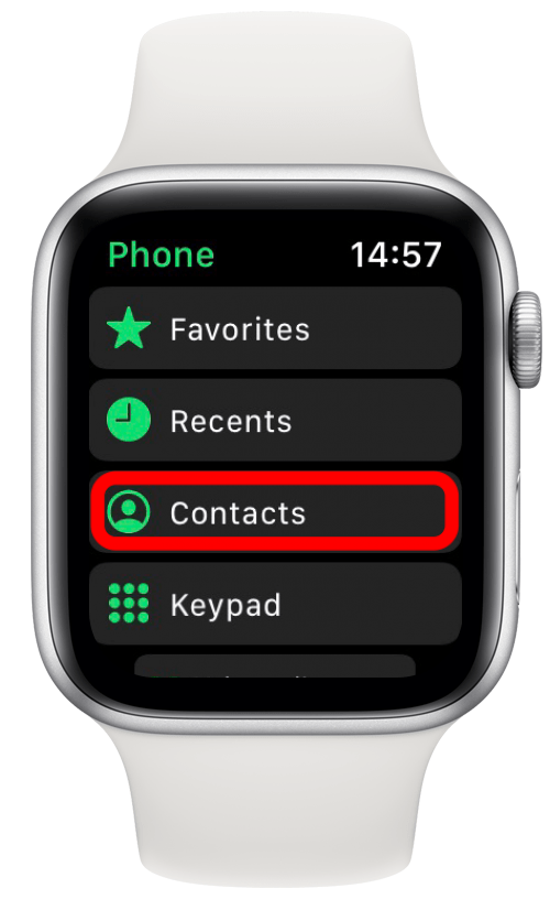 Toque contactos en su Apple Watch.