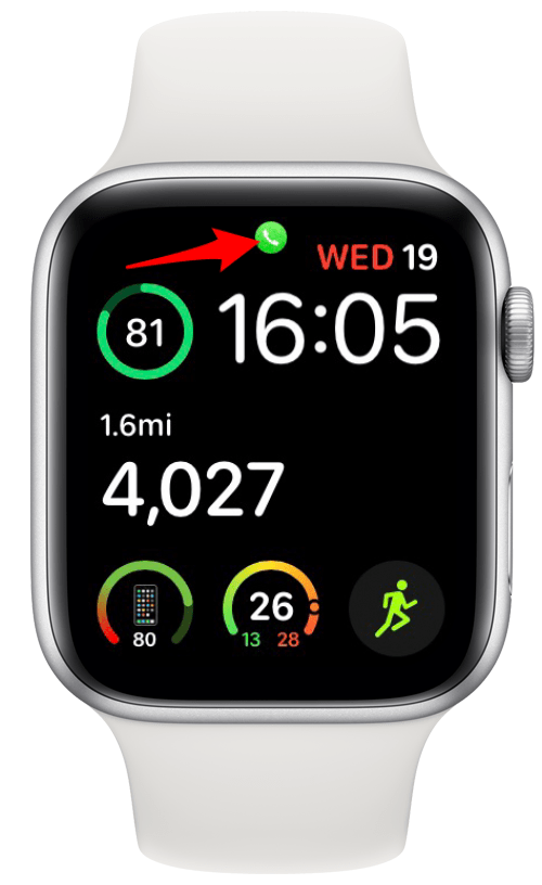 Toque el ícono de llamada verde en su Apple Watch.