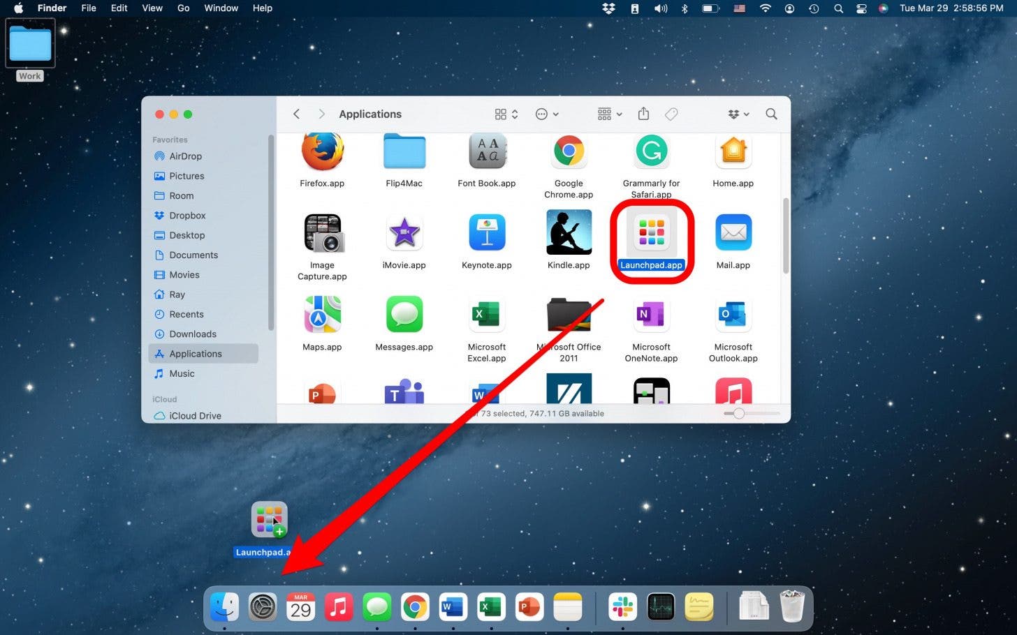 Agregar plataforma de lanzamiento para acoplar en Mac