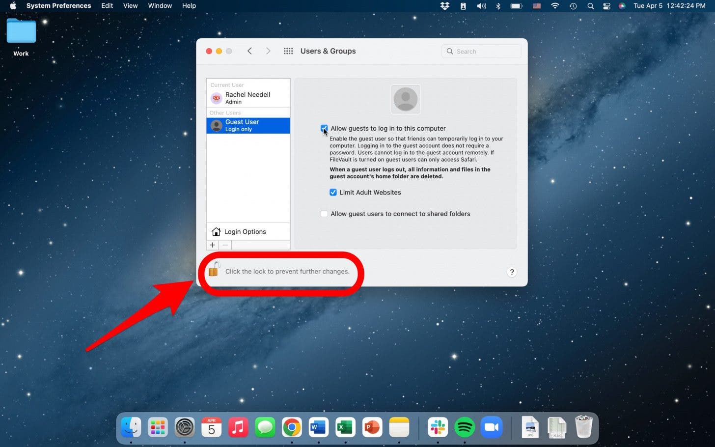 guardar cambios en usuario invitado en mac