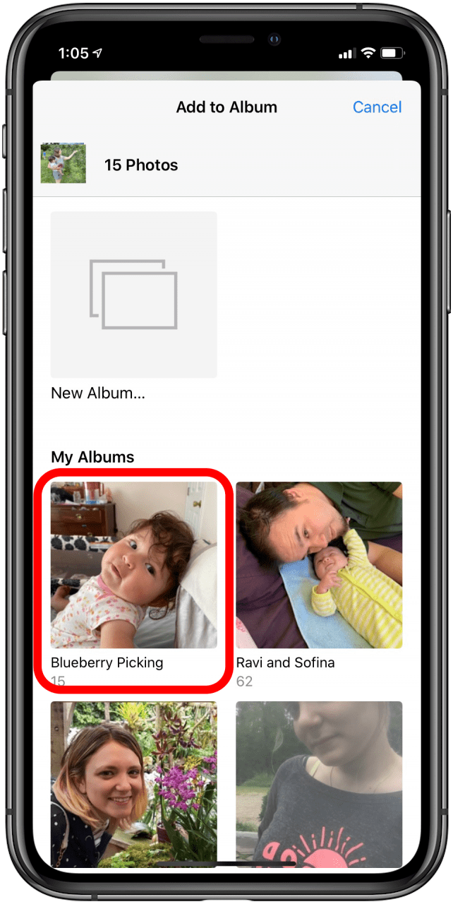 Crear un álbum de fotos de iOS