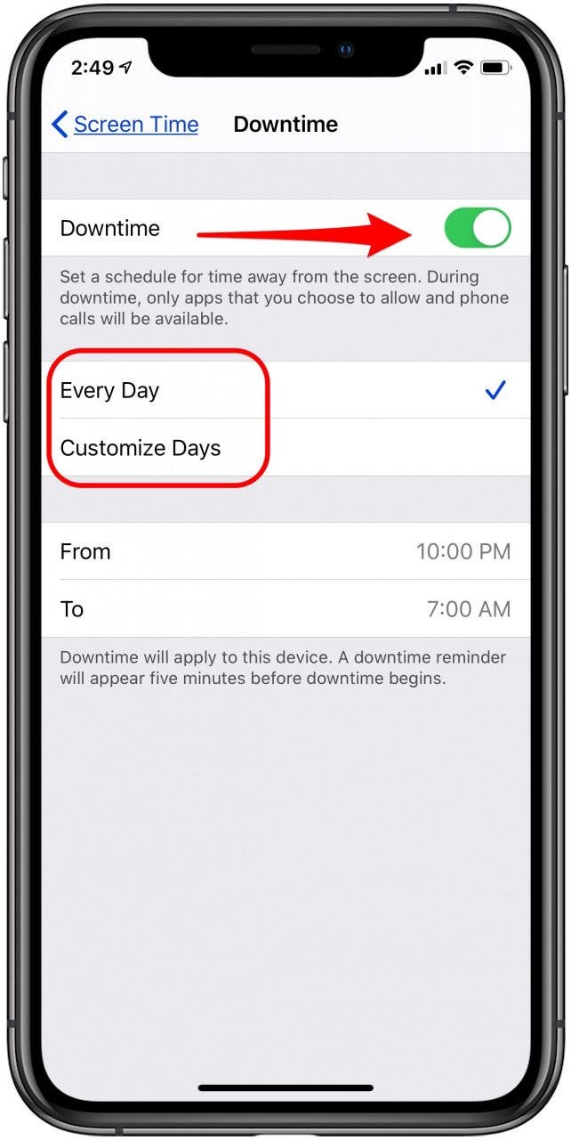cómo activar el tiempo de inactividad en el iphone
