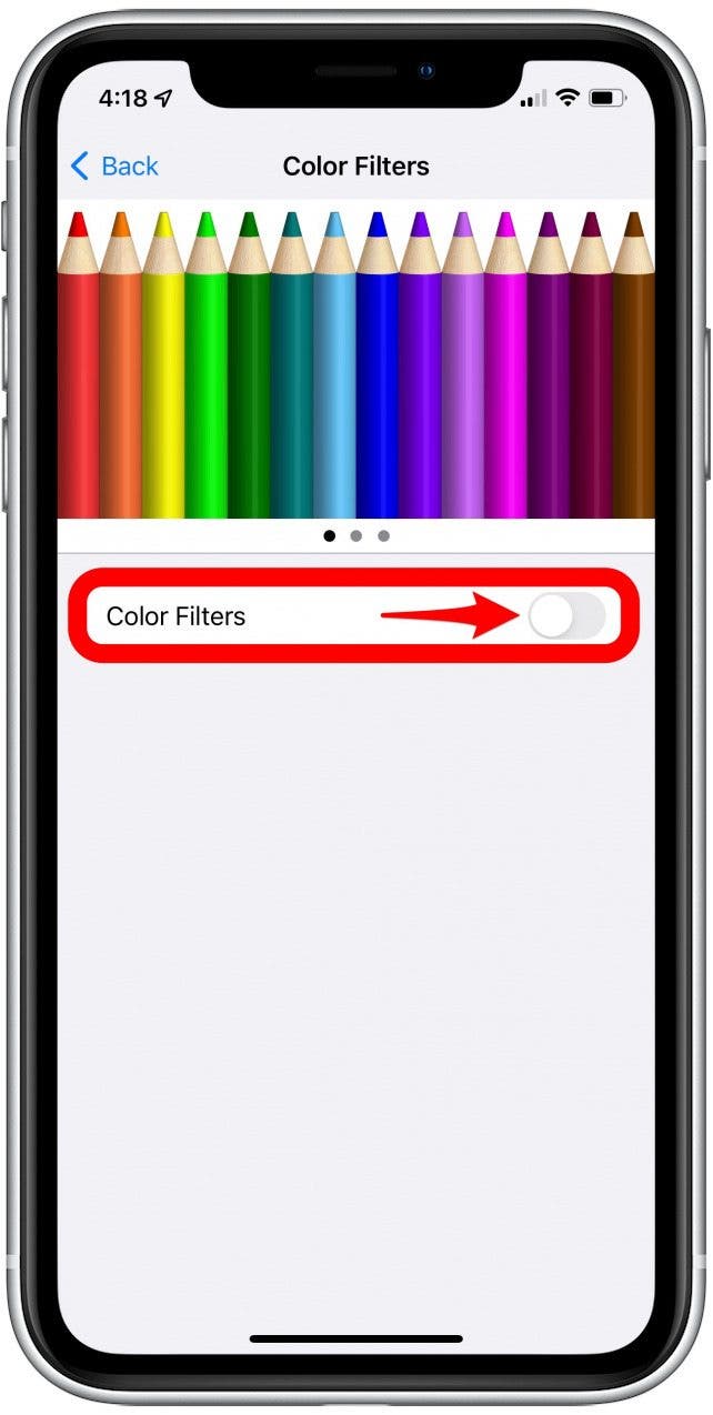 habilitar el filtro de iphone en escala de grises