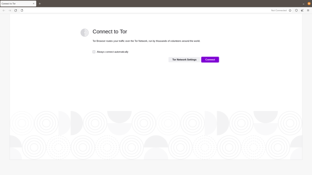 Primera pantalla de inicio/conexión del Navegador Tor