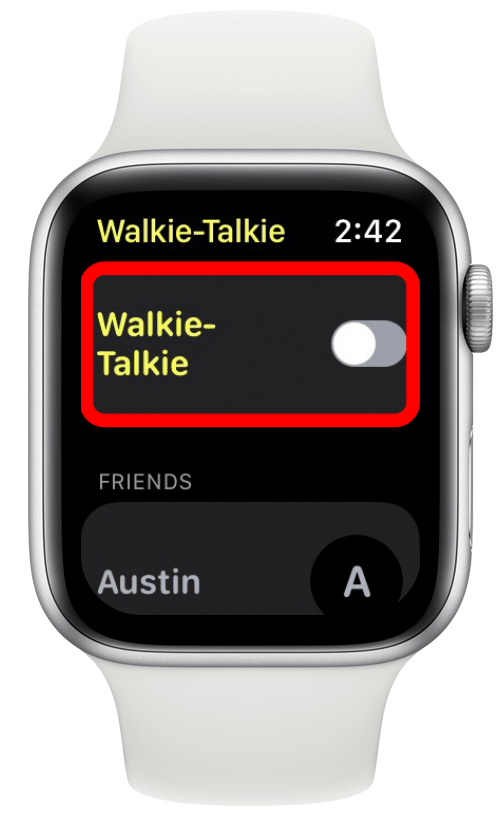 Una vez que haya agregado a su amigo, toque el interruptor para activar o desactivar Walkie-Talkie.