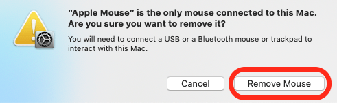 haga clic en quitar el mouse para desconectar el mouse bluetooth
