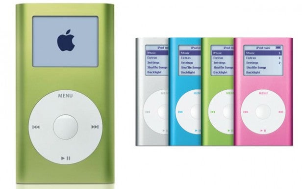 El iPod Mini de primera generación en todas las combinaciones de colores