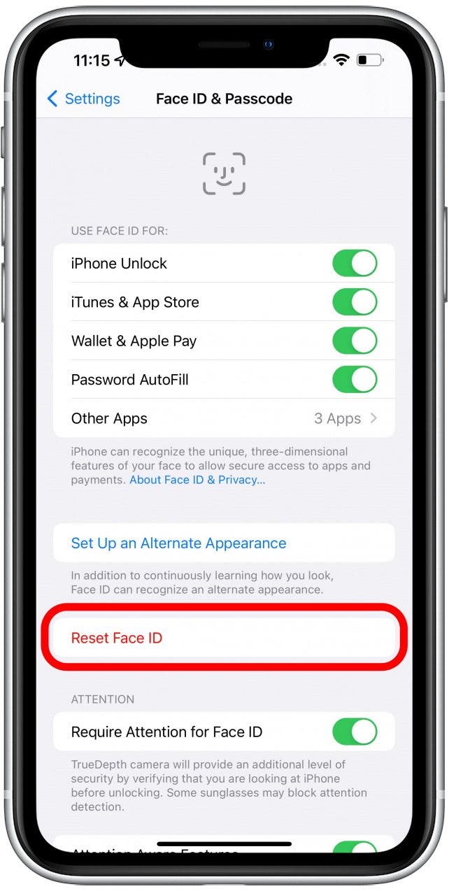 Restablece Face ID en tu iPhone