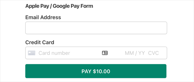 Vista previa del formulario de pago de WP Simple Pay