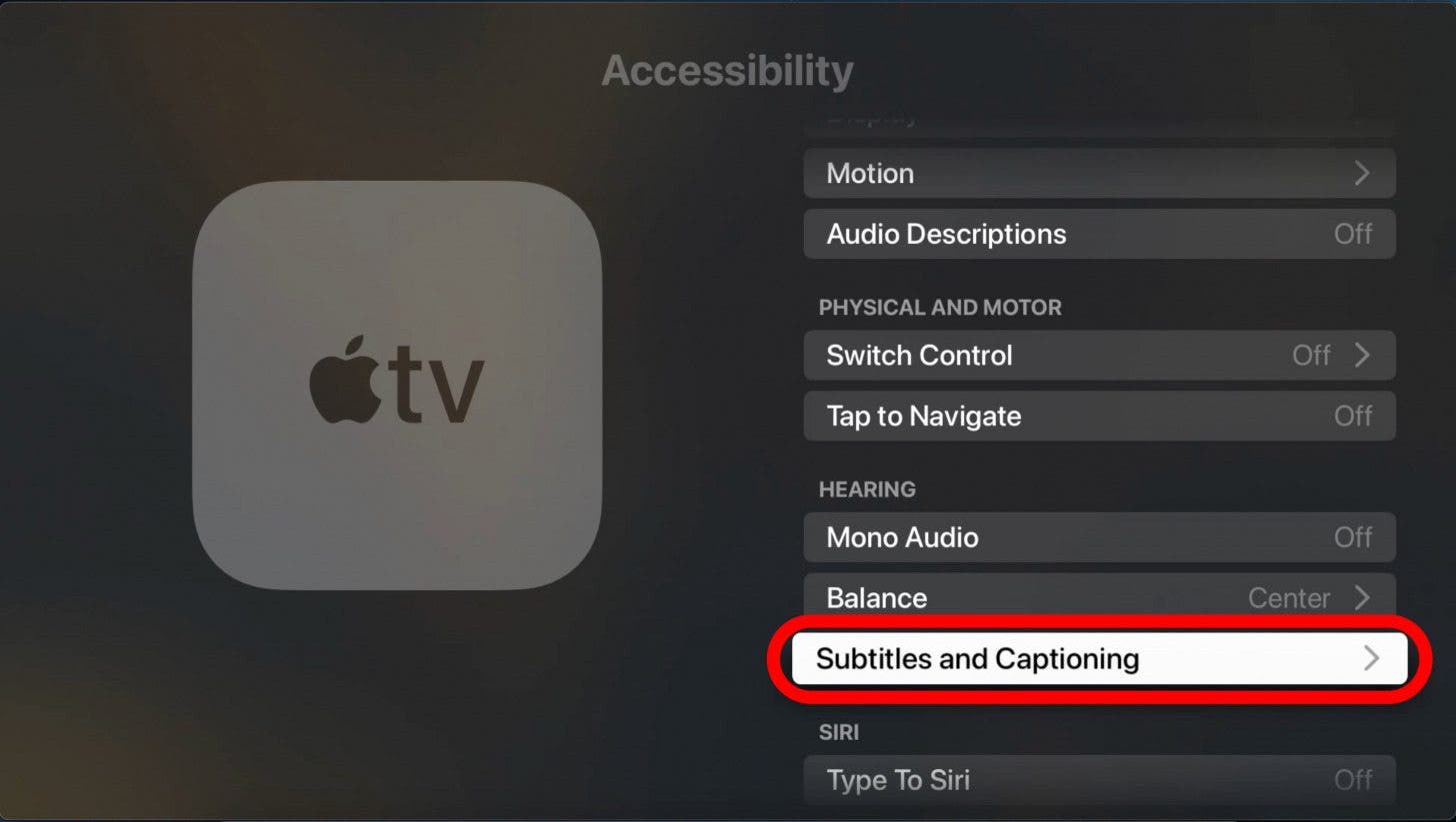 activar los subtítulos por defecto en Apple TV