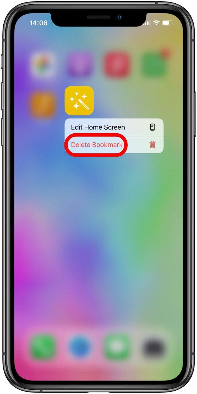 Eliminar acceso directo de la pantalla de inicio del iPhone
