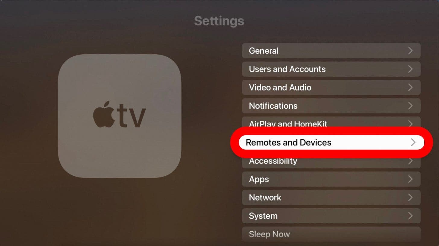 editar la configuración en el control remoto de Apple TV