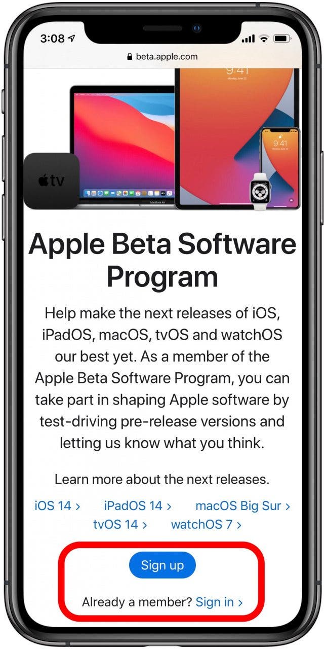 programa beta de manzana