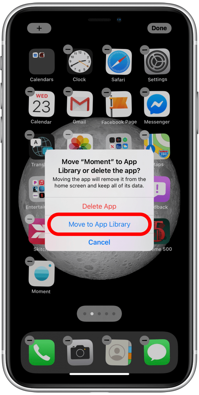 Toque Mover a la biblioteca de aplicaciones