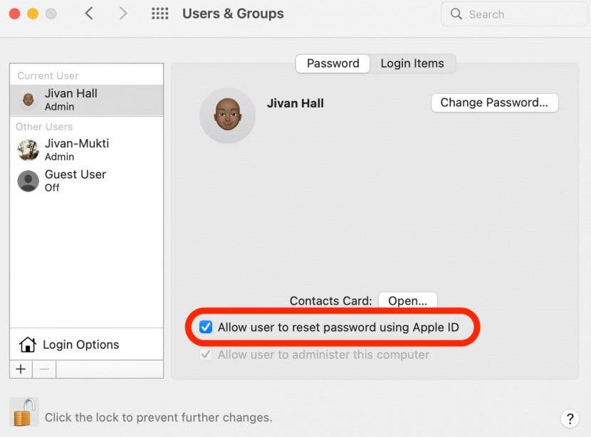 Cambiar contraseña de Mac Paso 11 - Restablecer contraseña con ID de Apple