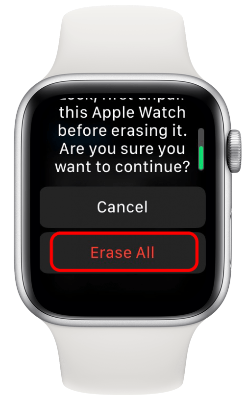 borrar todo el apple watch para desemparejar