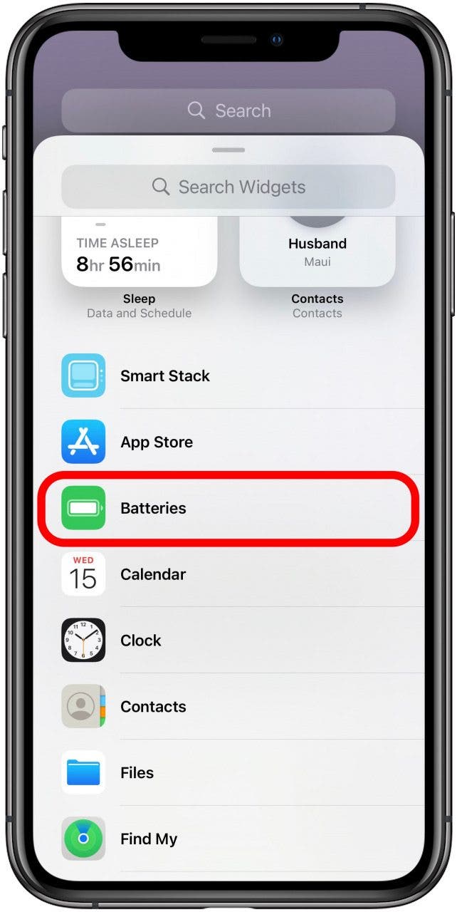 Busque Baterías o desplácese hasta encontrarlo: cómo verificar la batería del airpod en el iPhone