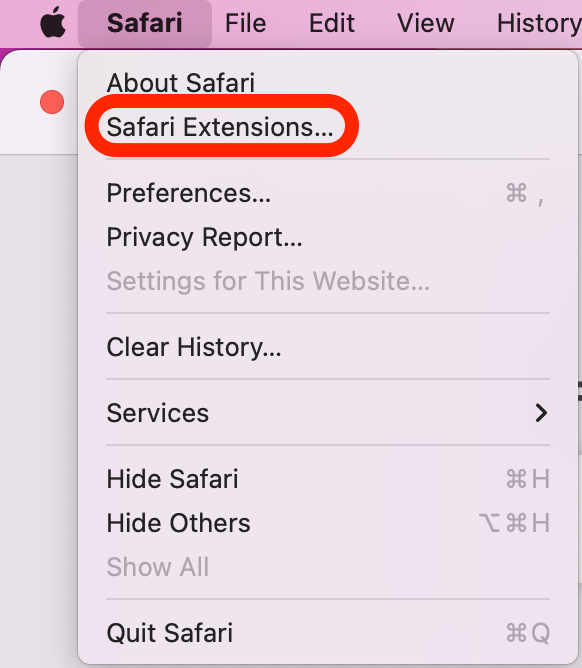 Haga clic en Extensiones de Safari...