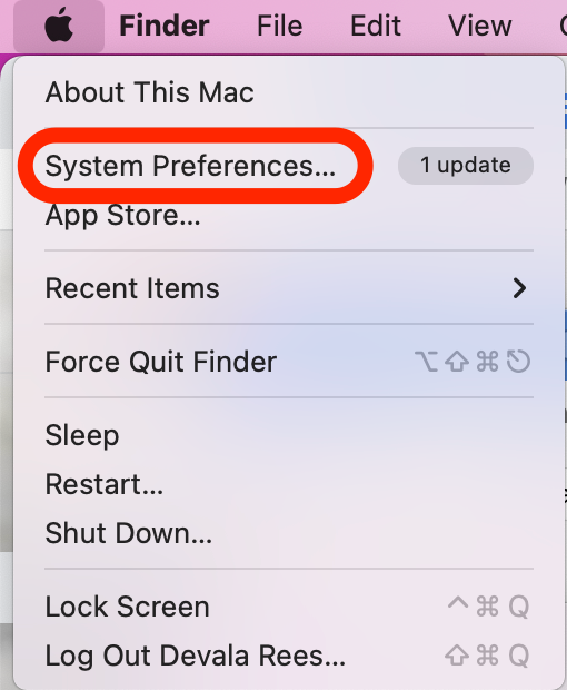Haga clic en Preferencias del sistema para encontrar la configuración de suspensión de Mac.