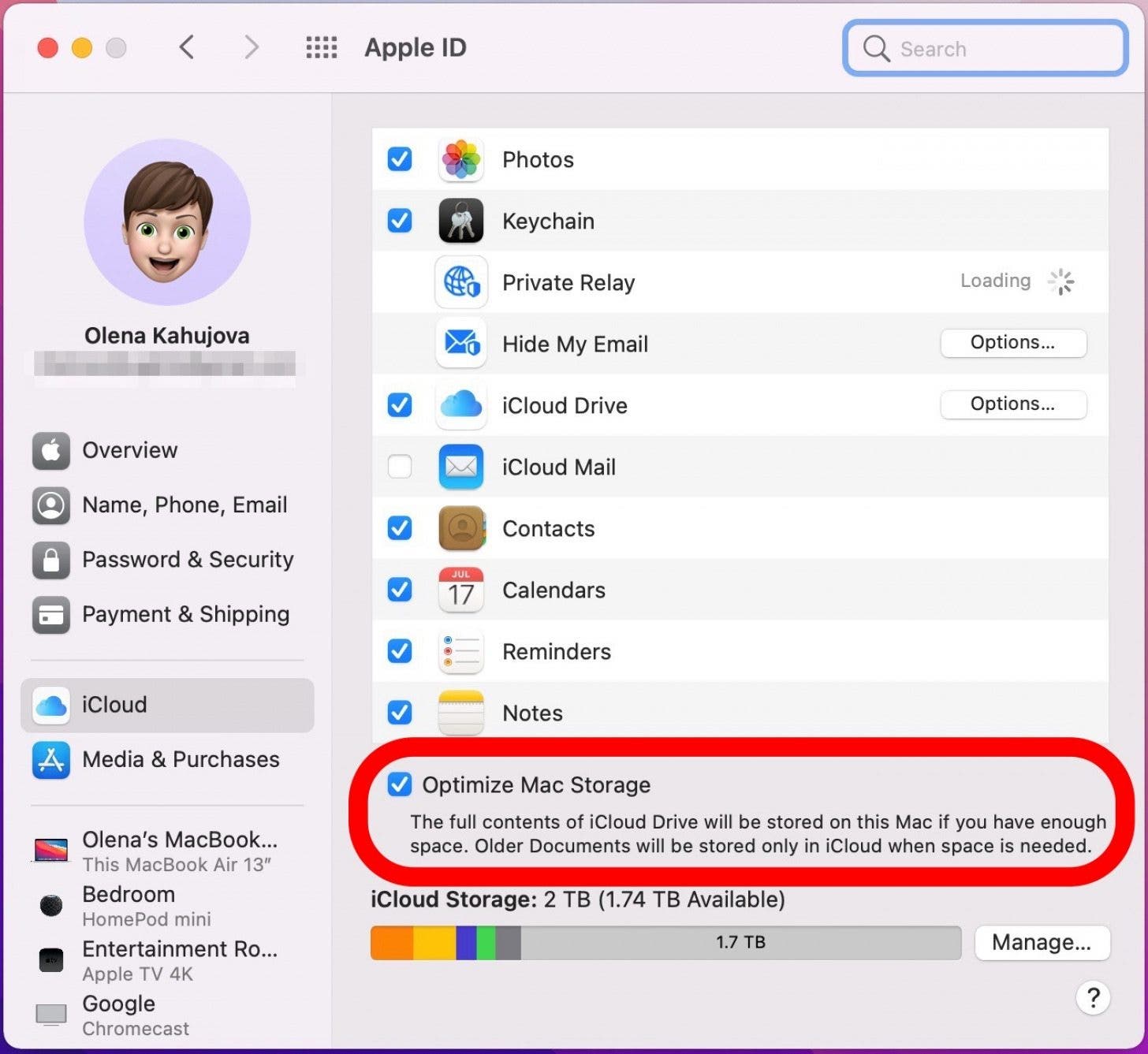 Seleccione Optimizar el almacenamiento de Mac: cómo hacer una copia de seguridad en icloud