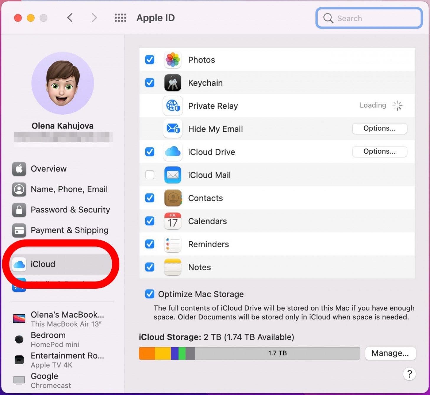 Seleccione iCloud en el menú - cómo hacer una copia de seguridad de mi macbook