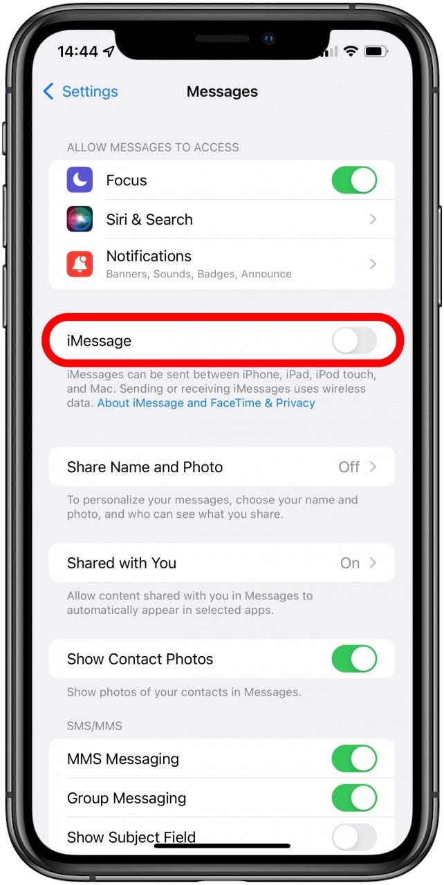 Desactivar iMessage: la activación de Facetime no tuvo éxito en el iPhone