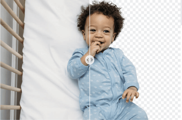 bebé en cuna contra un fondo medio transparente y medio visible