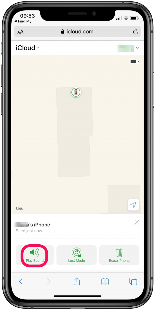Use Play Sound para ubicar un iPhone que parece estar cerca