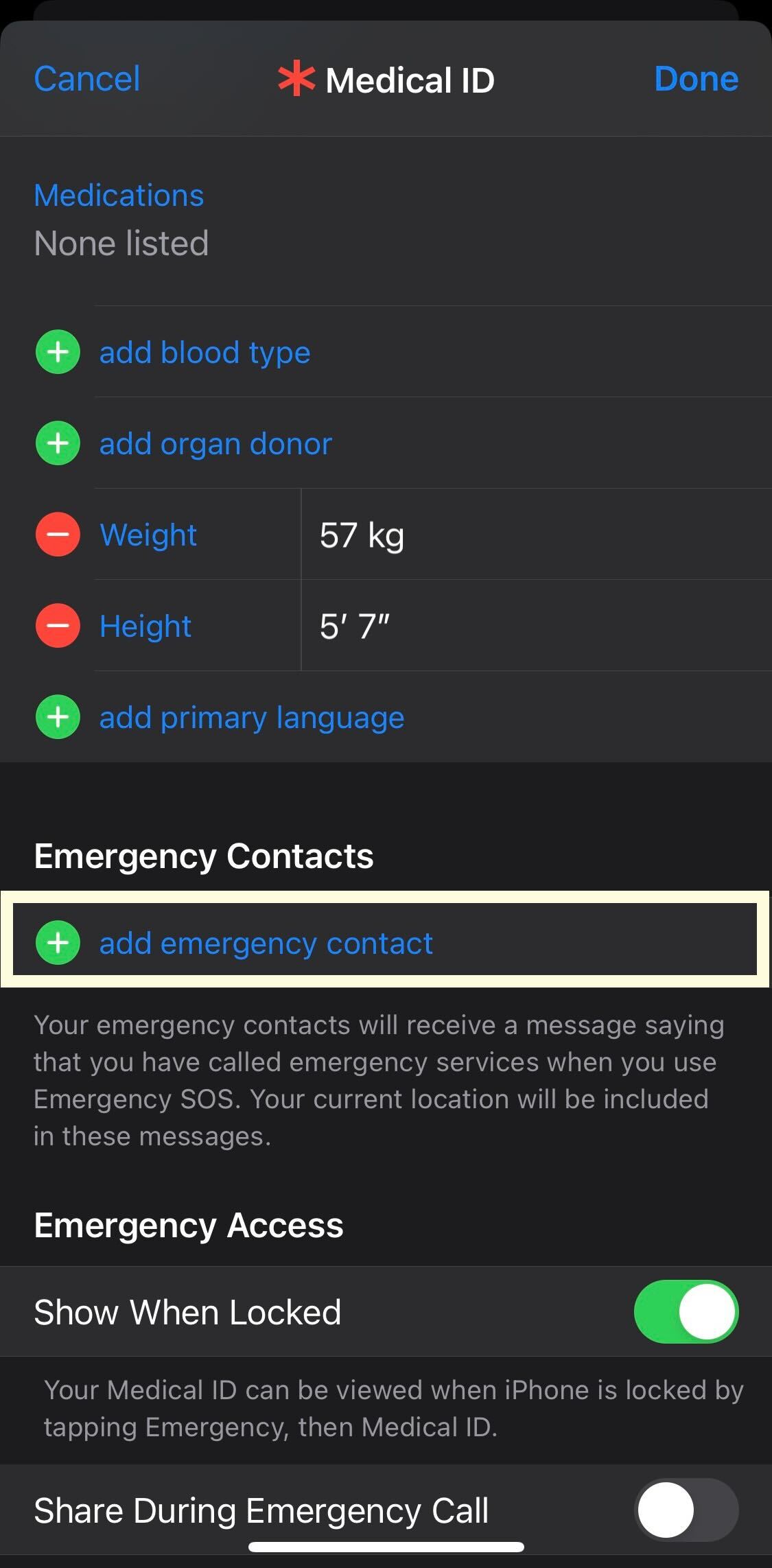 Agregar botón de contactos de emergencia