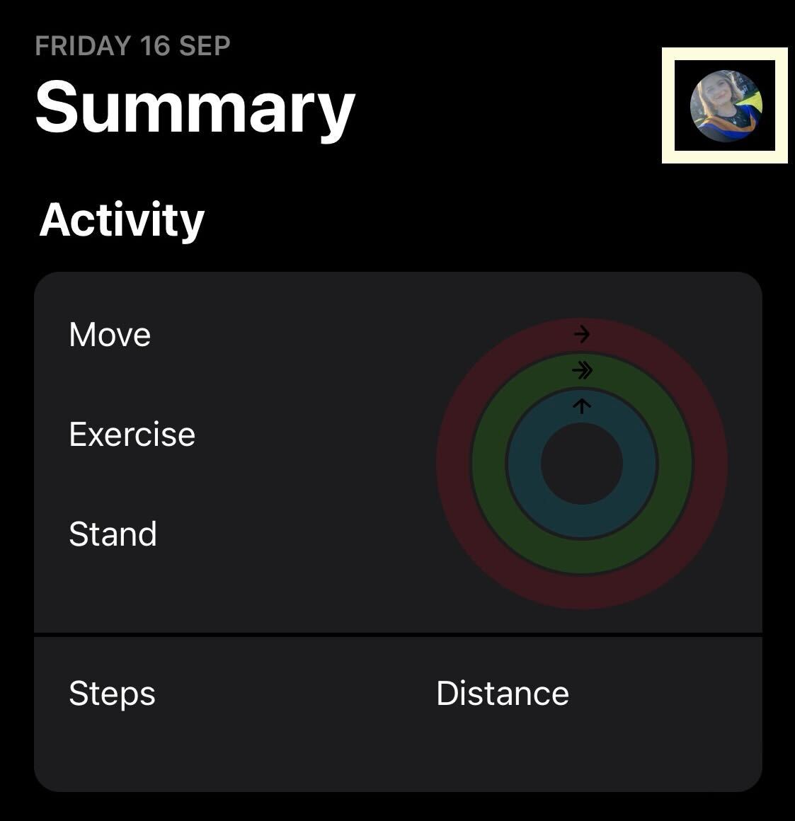 Imagen de perfil en la aplicación Fitness