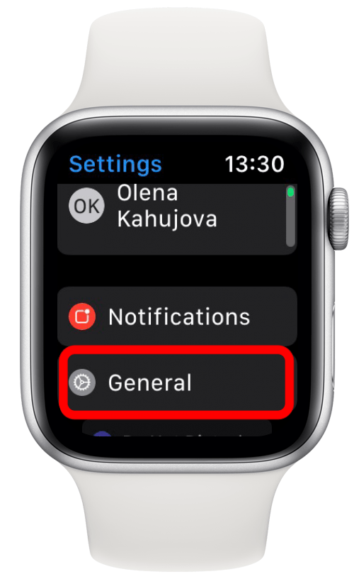 Toque General en su Apple Watch