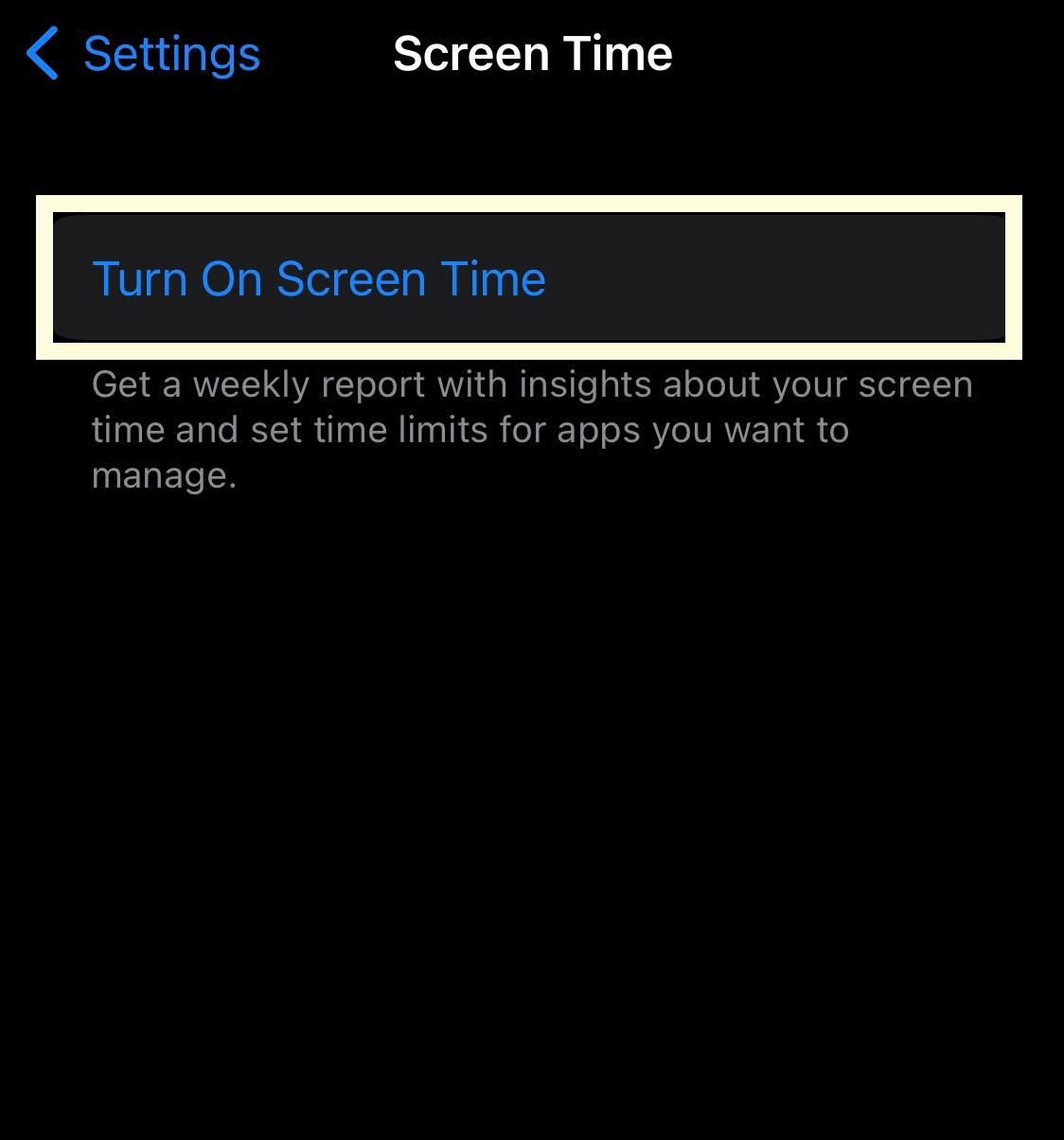 Activar tiempo de pantalla en iPhone