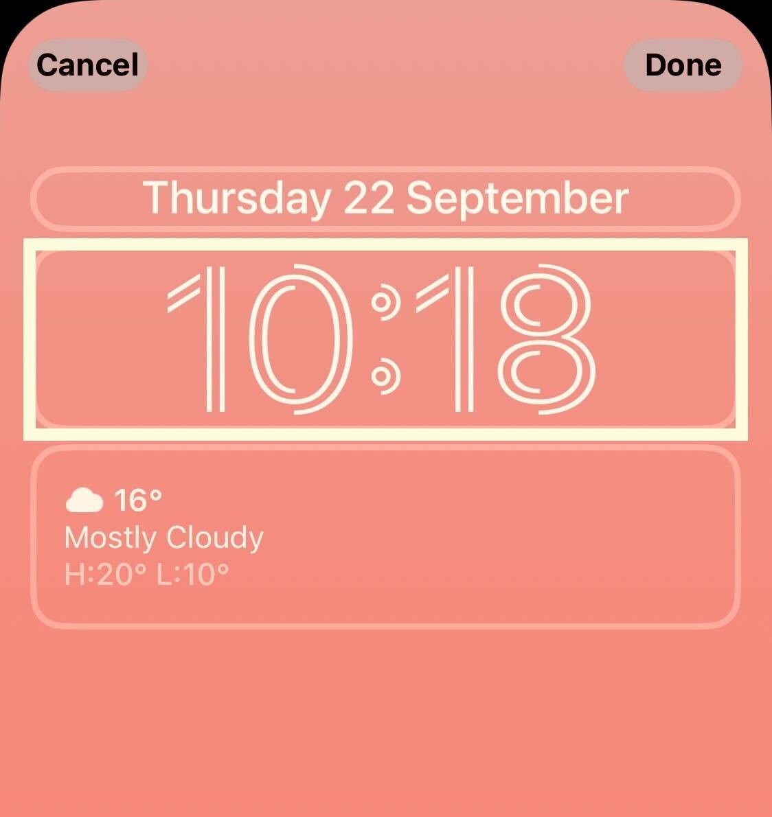 El reloj en iOS 16