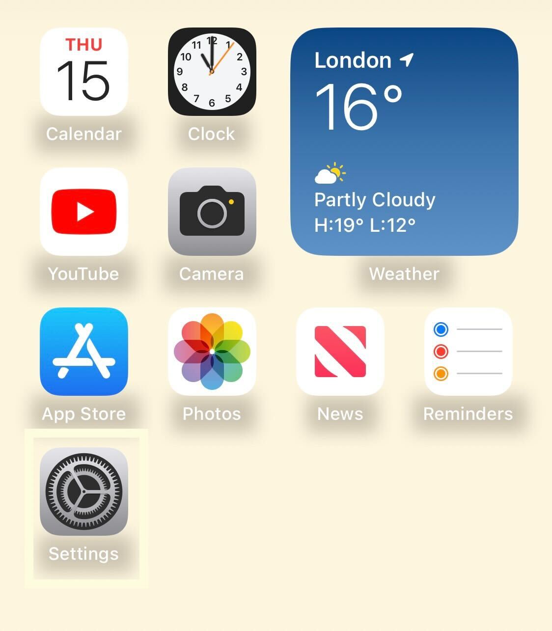 Configuración en iOS 16