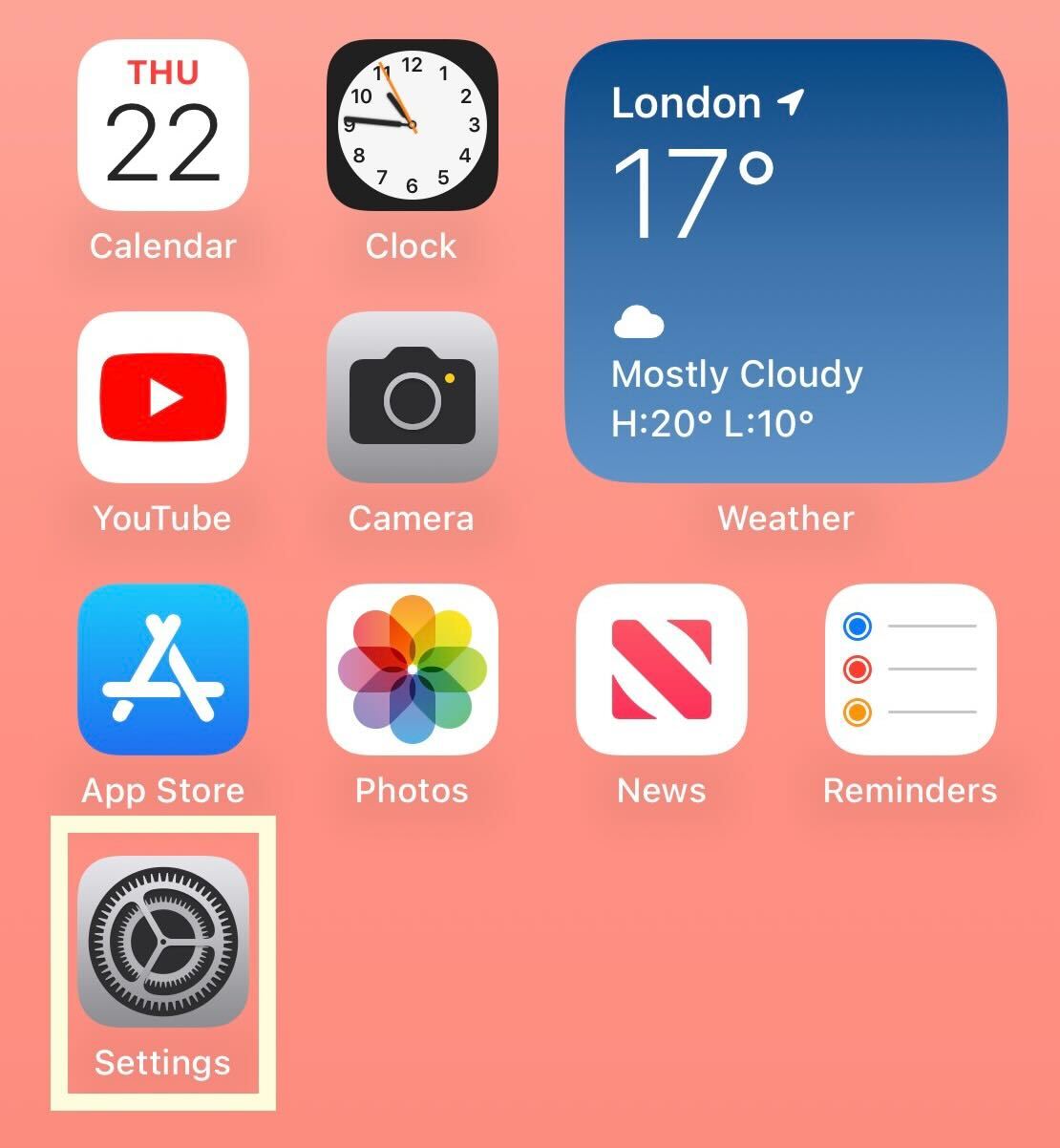 Configuración en iOS 16 
