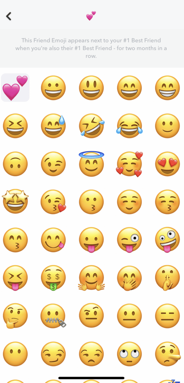 selección de emojis de Snapchat personalizados en la aplicación