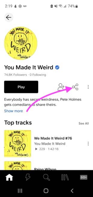 Ícono para compartir podcast de You Made It Weird