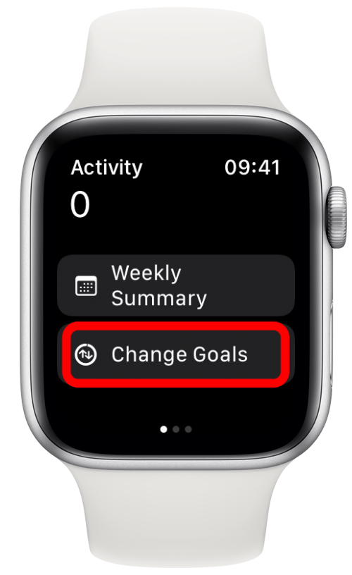 Desplácese hasta la parte inferior y toque Cambiar objetivos: rastreador de actividad de Apple Watch	