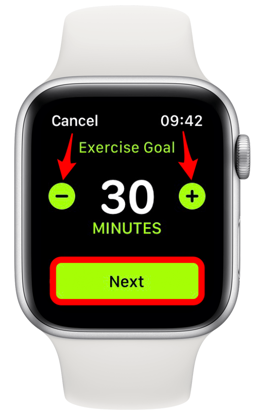 A continuación, puede cambiar su objetivo de ejercicio: ¿cómo cambio mis objetivos de actividad física en Apple Watch?