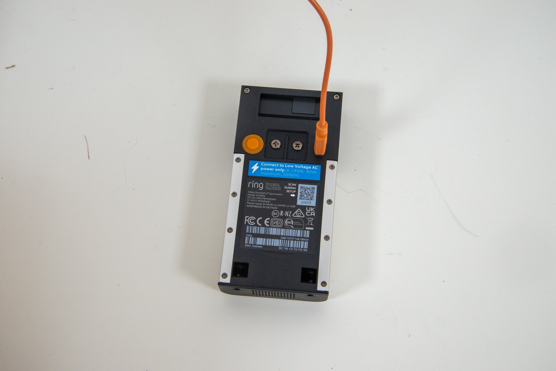 Conexiones de terminales y carga de Ring Video Doorbell de 2.ª generación