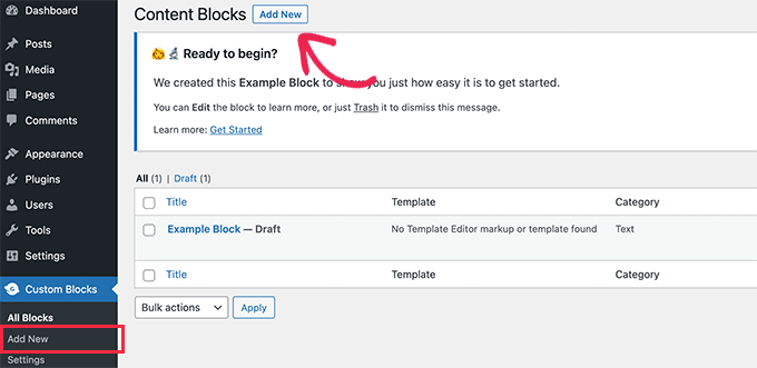 Crear un nuevo bloque personalizado
