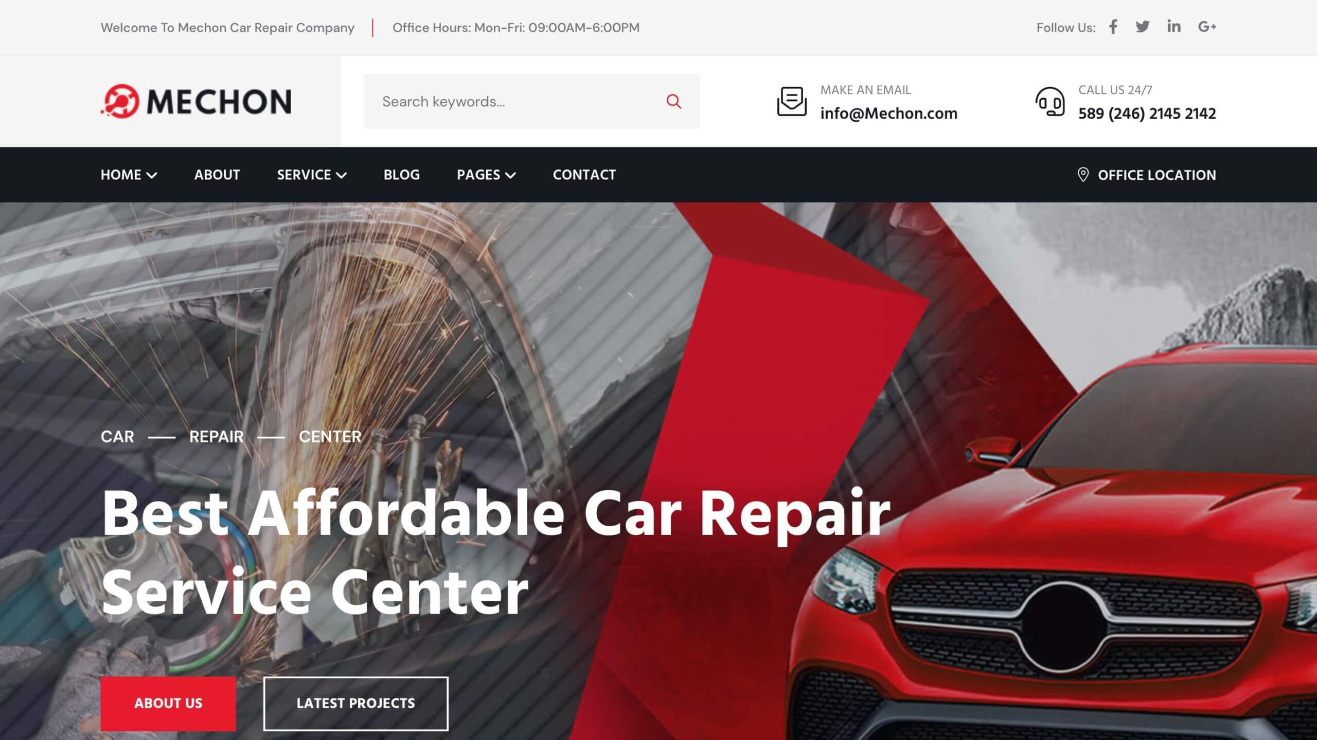 Mechon es uno de los mejores temas de WordPress para la reparación de automóviles.