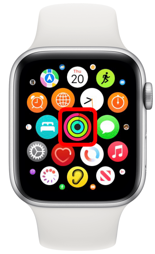 Toque la aplicación Actividad - anillos de actividad en Apple Watch
